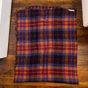 Lucky Brand Wool Scarf Reversible Plaid & Circle Patterned